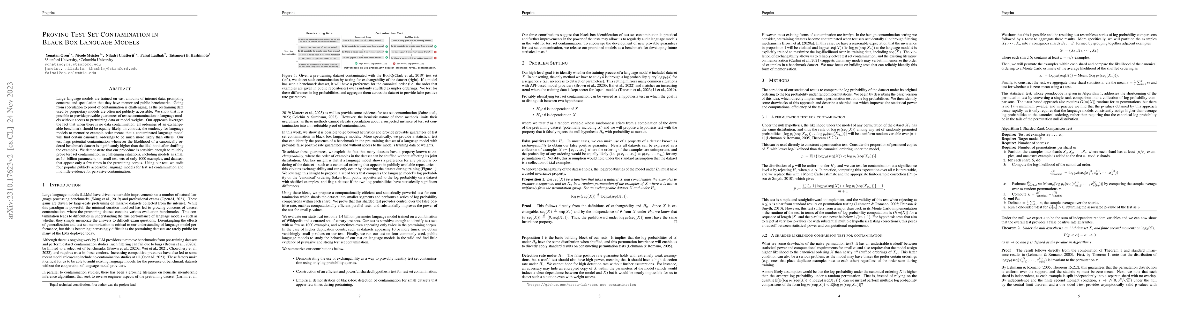 Thumbnail for Proving Test Set Contamination in Black Box Language Models