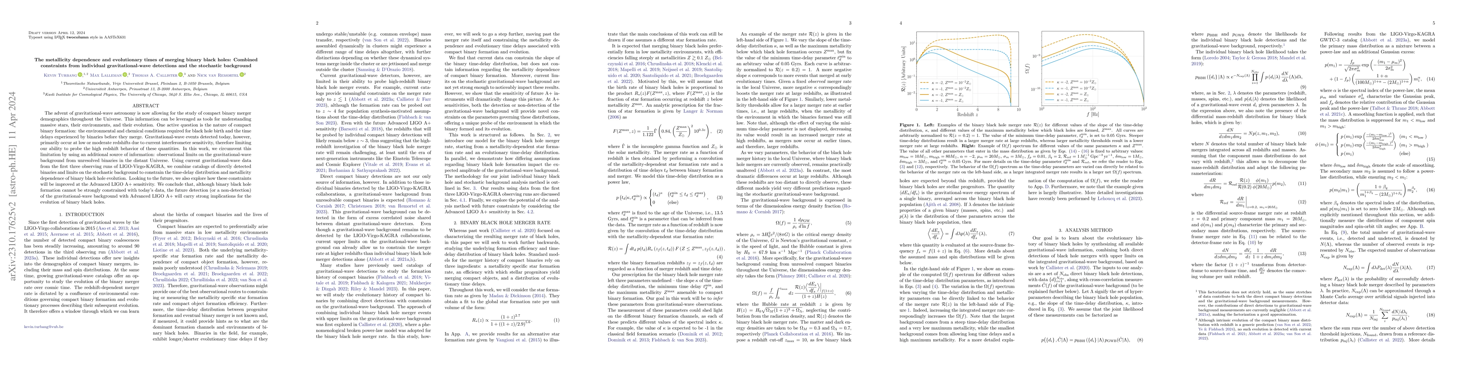 Thumbnail for The metallicity dependence and evolutionary times of merging binary
  black holes: Combined constraints from individual gravitational-wave
  detections and the stochastic background