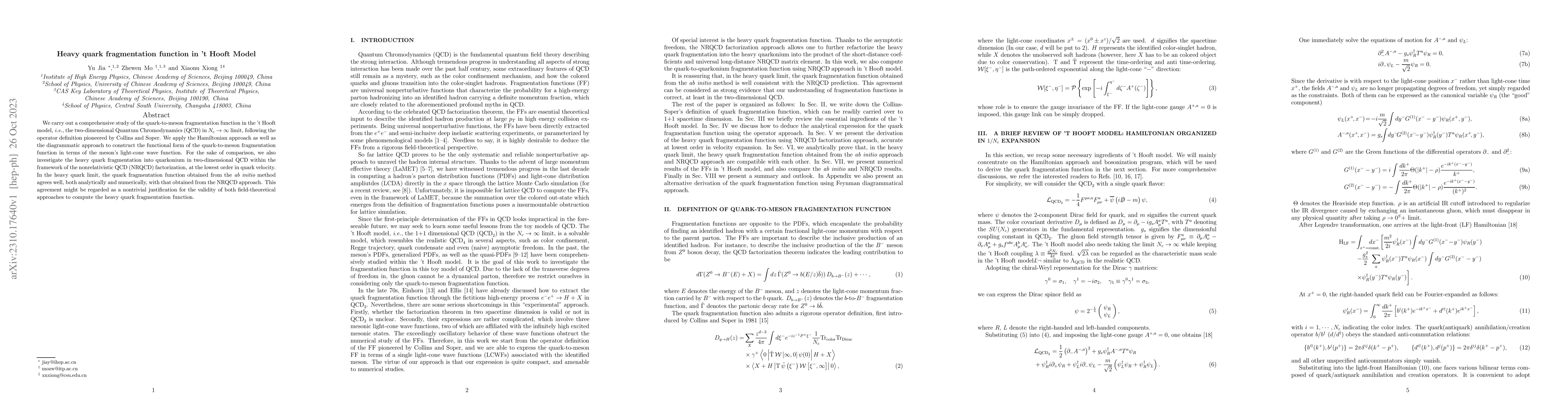 Thumbnail for Heavy quark fragmentation function in 't Hooft Model