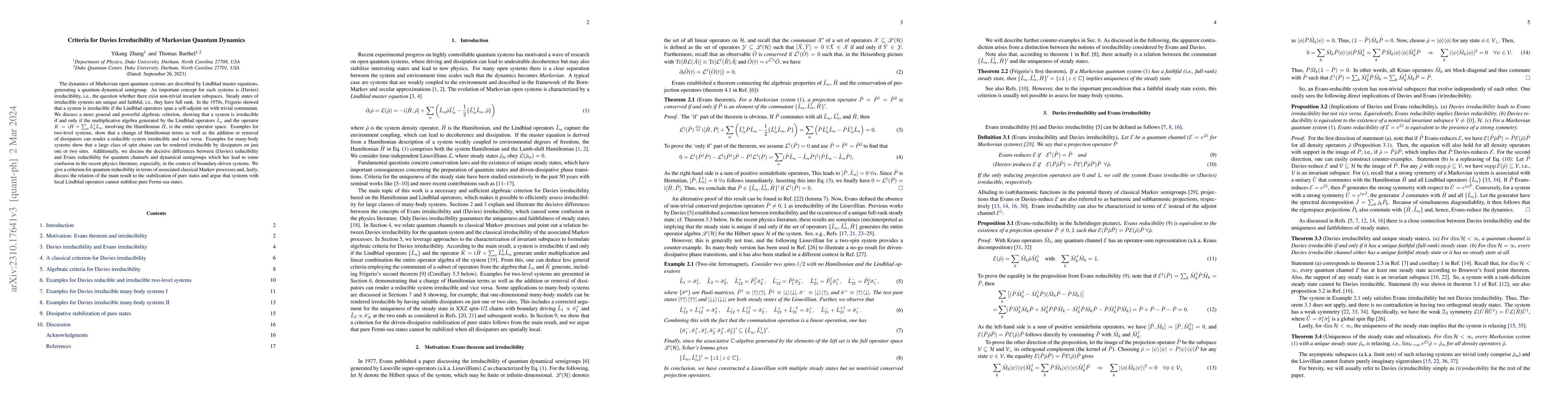 Thumbnail for Criteria for Davies Irreducibility of Markovian Quantum Dynamics
