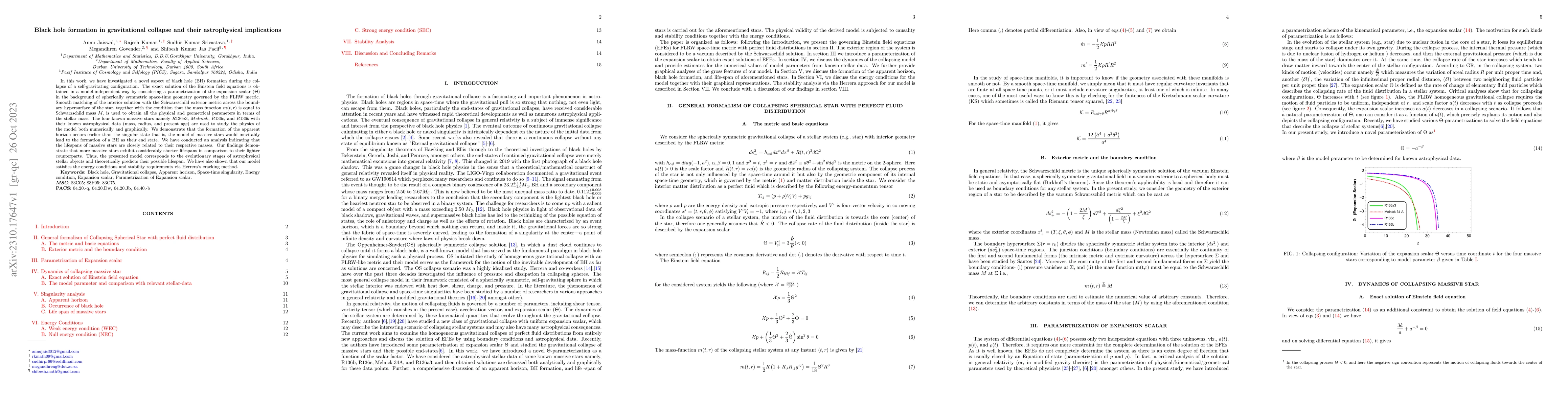 Thumbnail for Black hole formation in gravitational collapse and their astrophysical
  implications