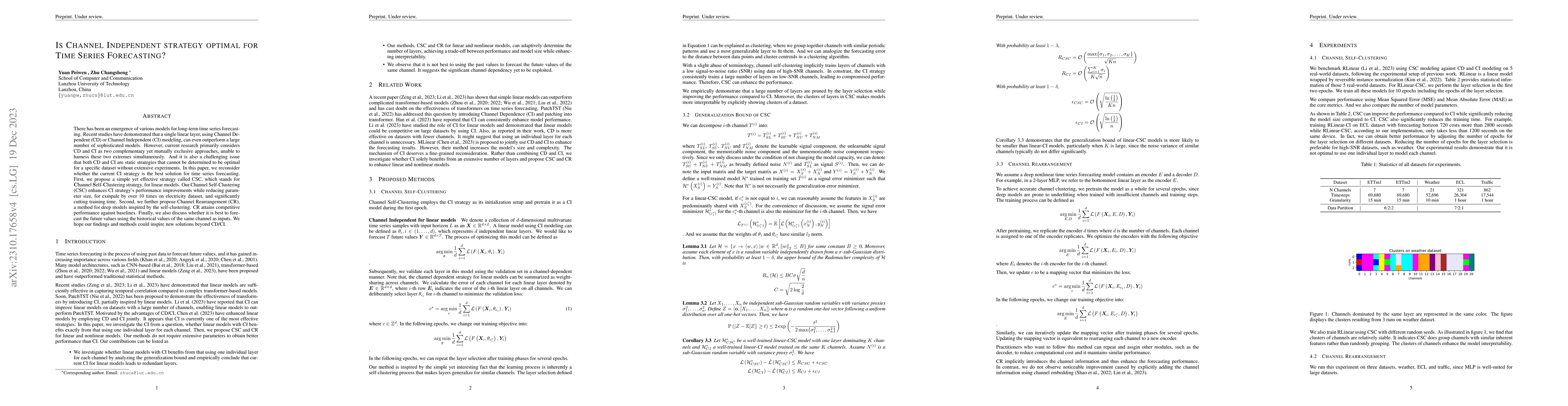 Thumbnail for Is Channel Independent strategy optimal for Time Series Forecasting?