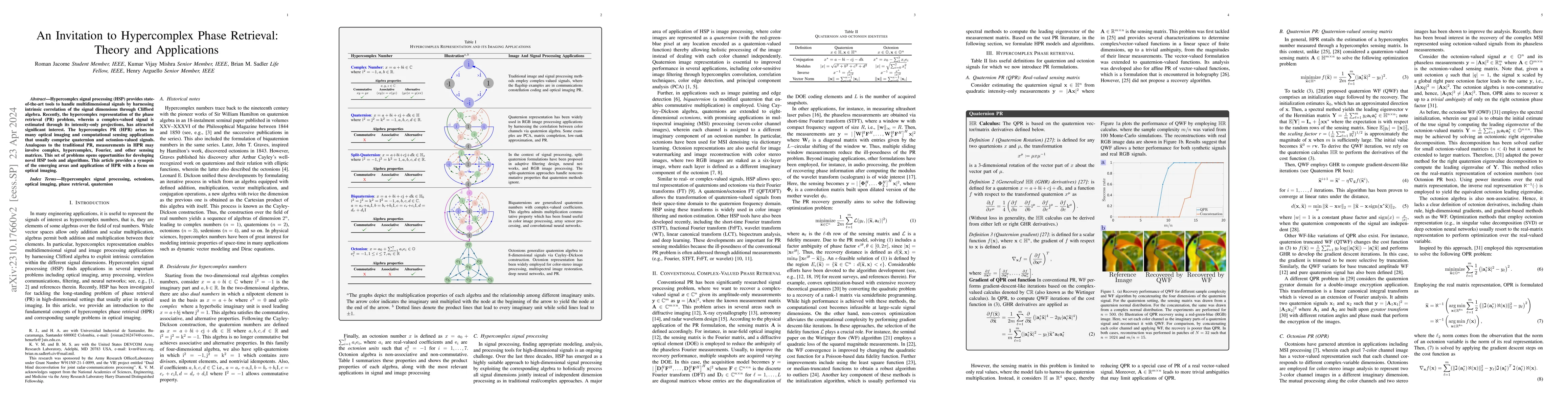 Thumbnail for An Invitation to Hypercomplex Phase Retrieval: Theory and Applications