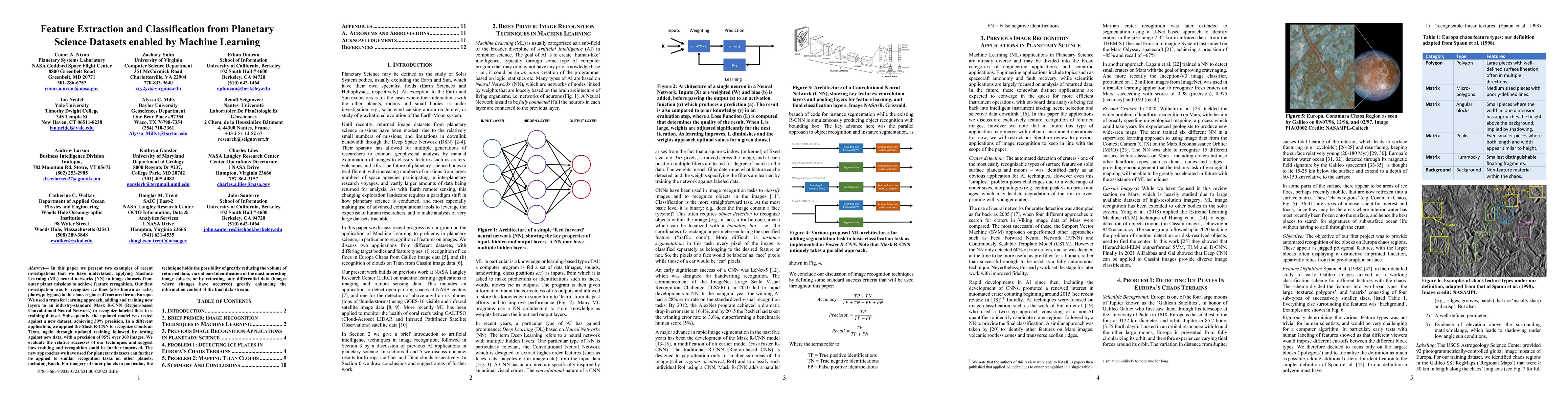 Thumbnail for Feature Extraction and Classification from Planetary Science Datasets
  enabled by Machine Learning