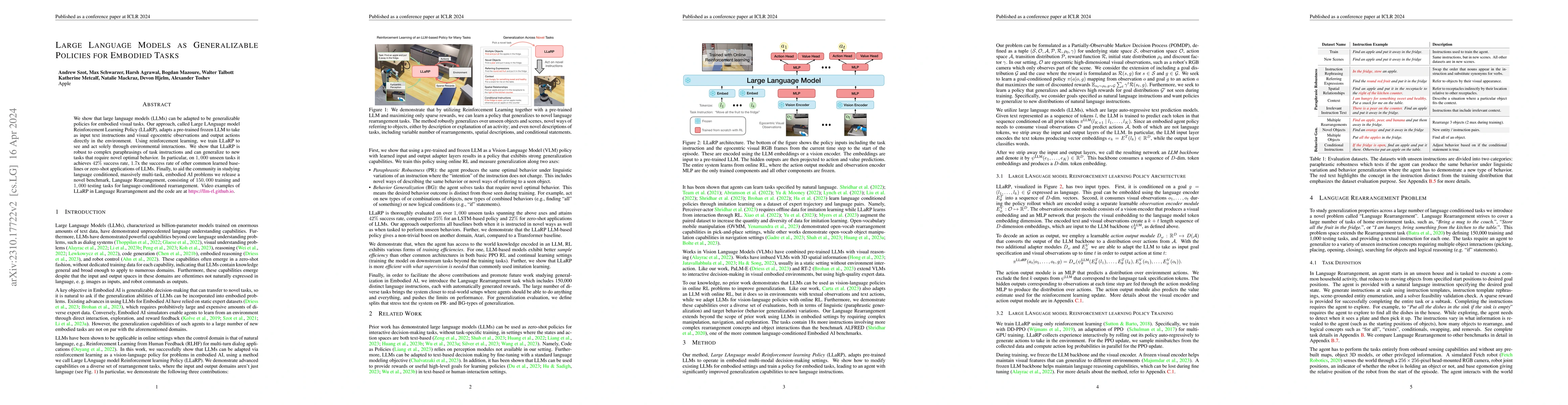 Thumbnail for Large Language Models as Generalizable Policies for Embodied Tasks