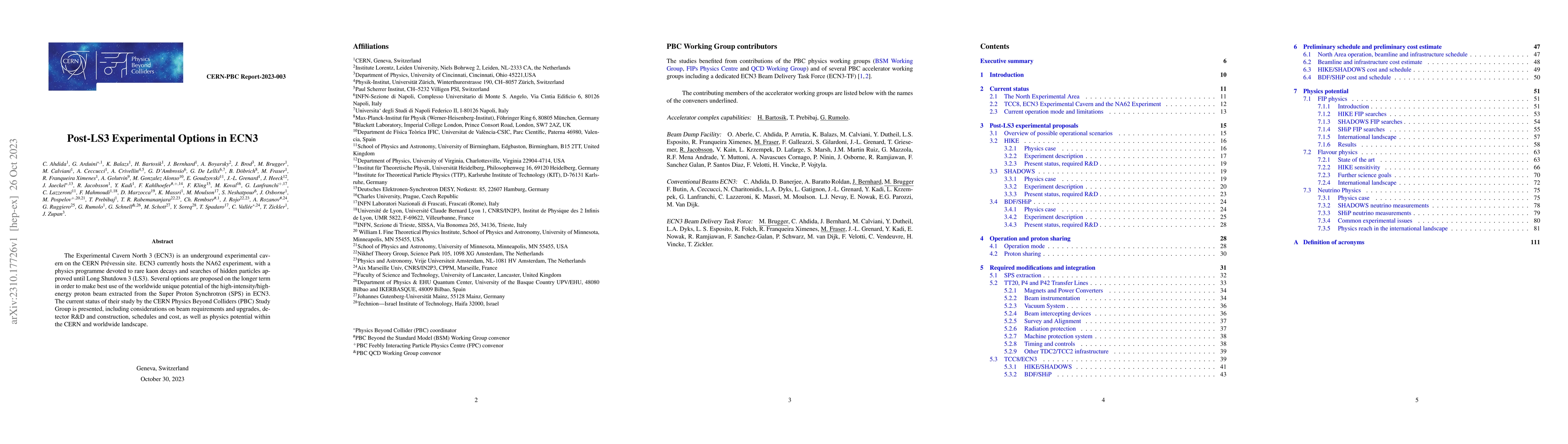 Thumbnail for Post-LS3 Experimental Options in ECN3