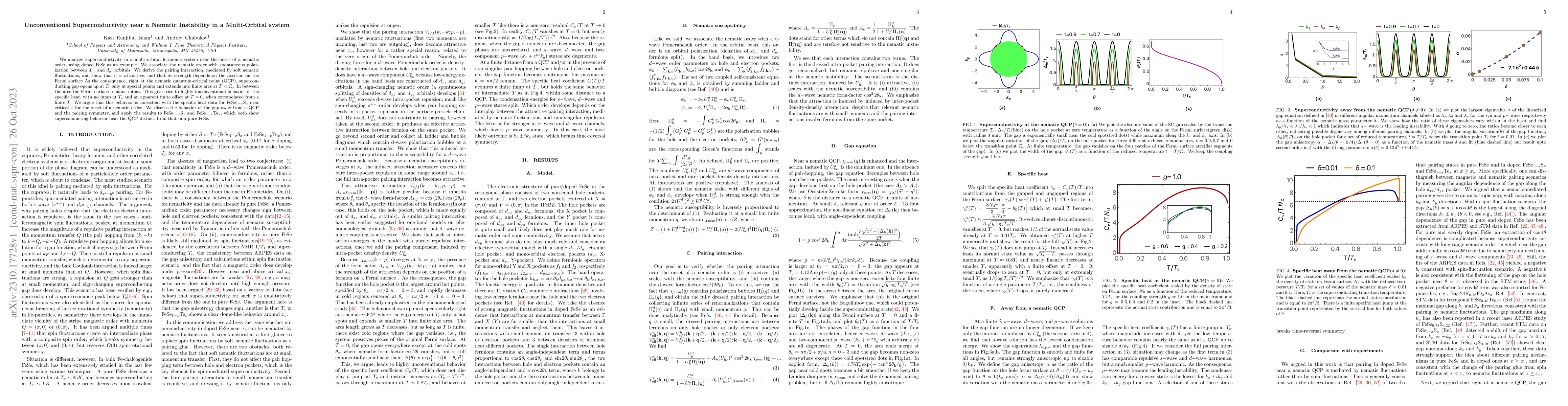 Thumbnail for Unconventional Superconductivity near a Nematic Instability in a
  Multi-Orbital system