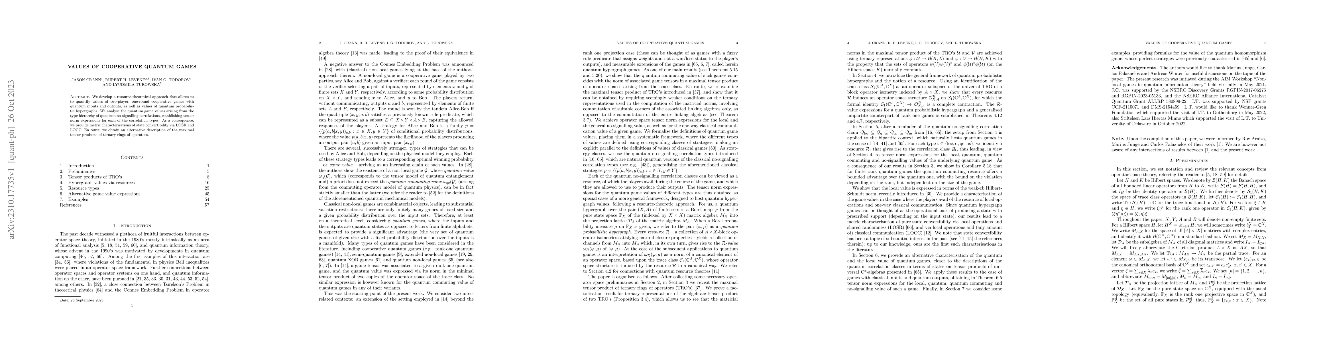 Thumbnail for Values of cooperative quantum games
