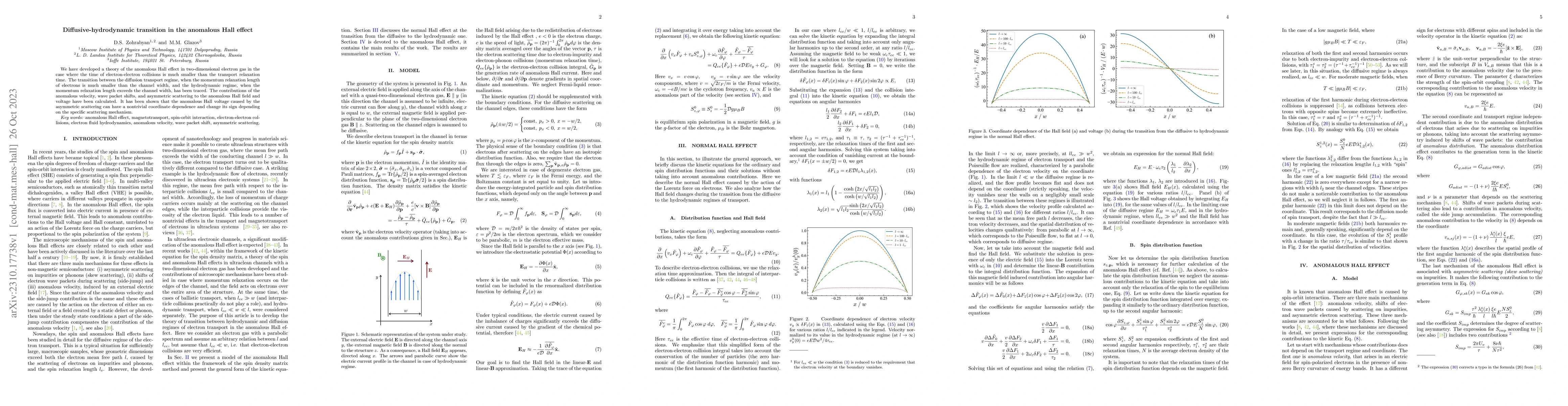 Thumbnail for Diffusive-hydrodynamic transition in the anomalous Hall effect