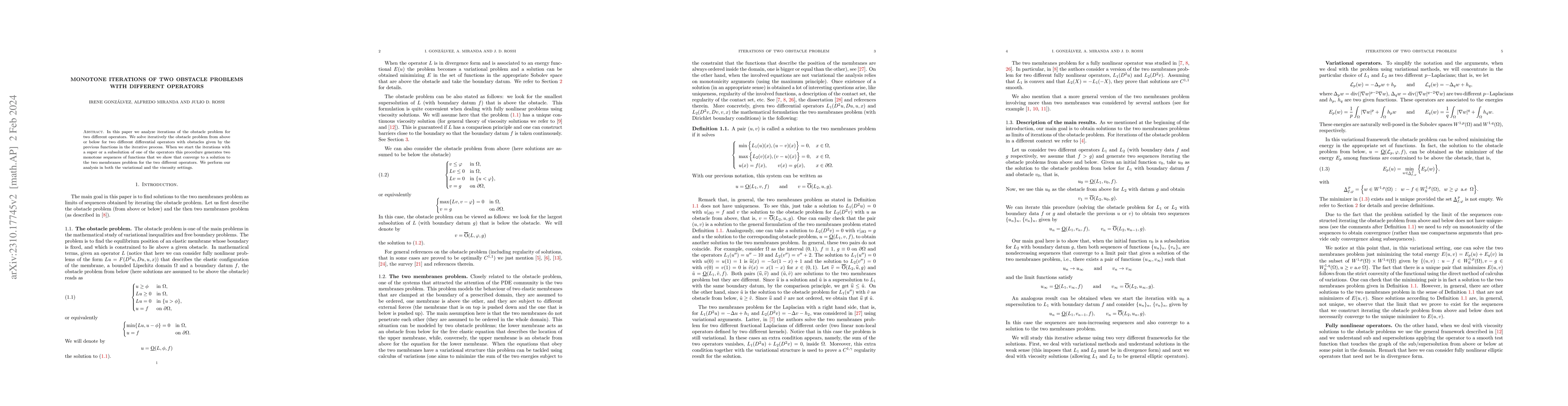 Thumbnail for Monotone iterations of two obstacle problems with different operators