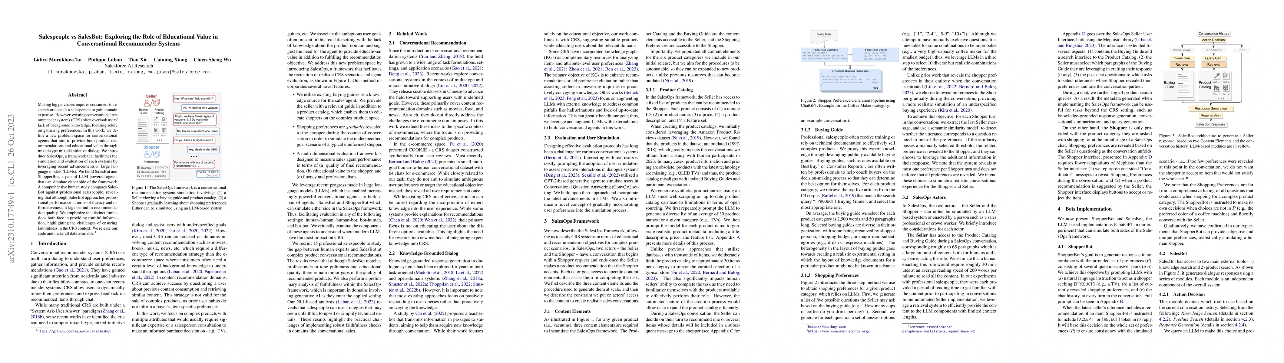Thumbnail for Salespeople vs SalesBot: Exploring the Role of Educational Value in
  Conversational Recommender Systems