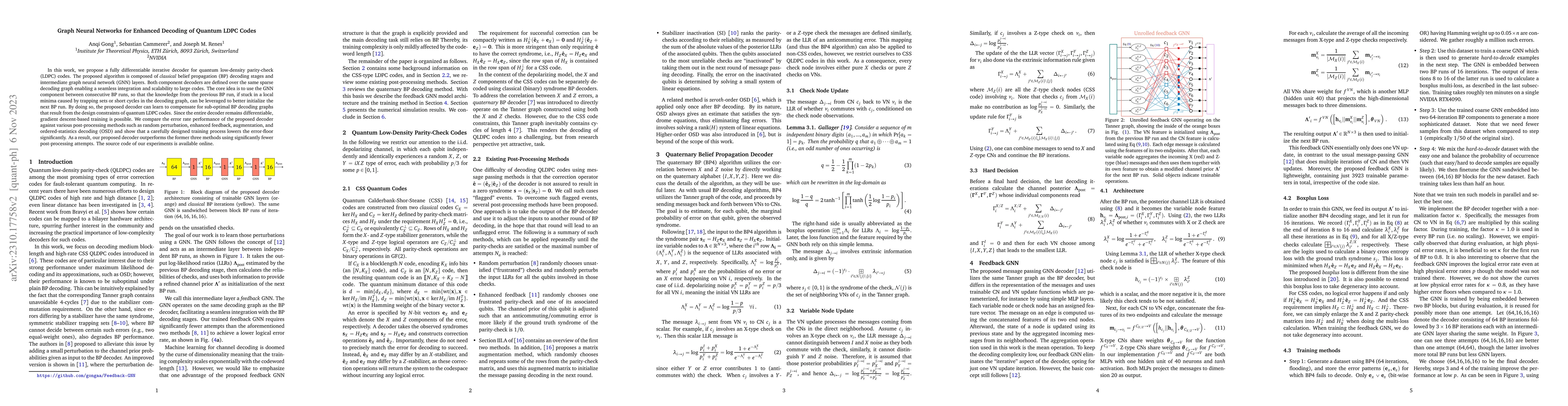 Thumbnail for Graph Neural Networks for Enhanced Decoding of Quantum LDPC Codes
