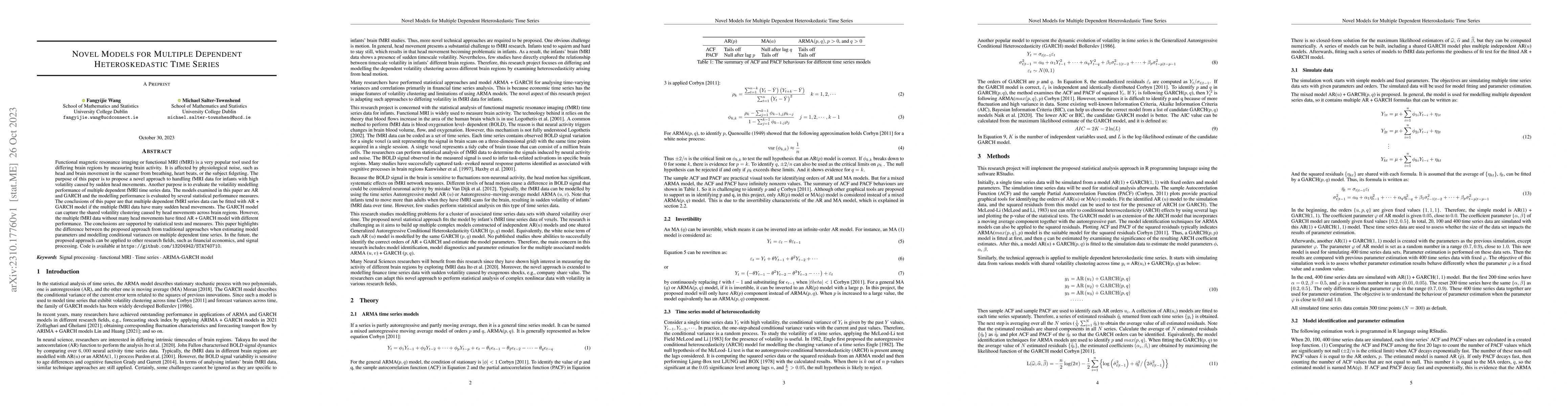 Thumbnail for Novel Models for Multiple Dependent Heteroskedastic Time Series