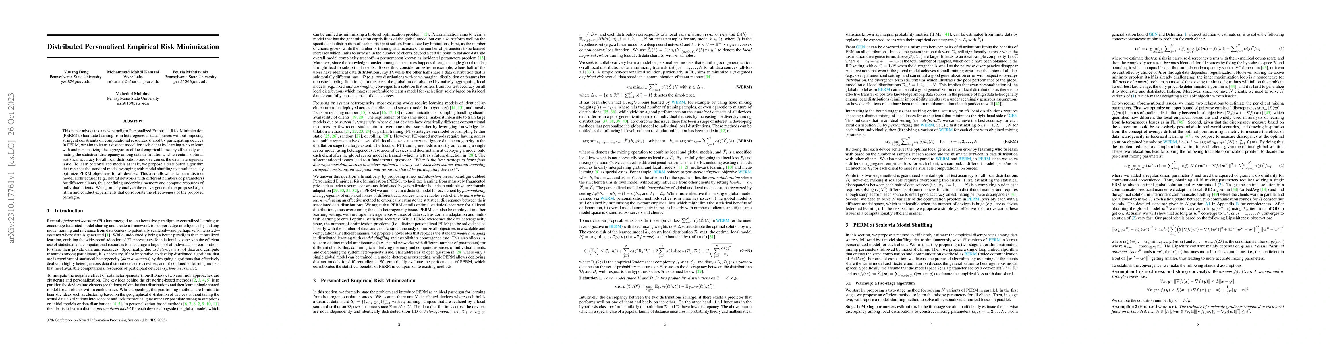 Thumbnail for Distributed Personalized Empirical Risk Minimization