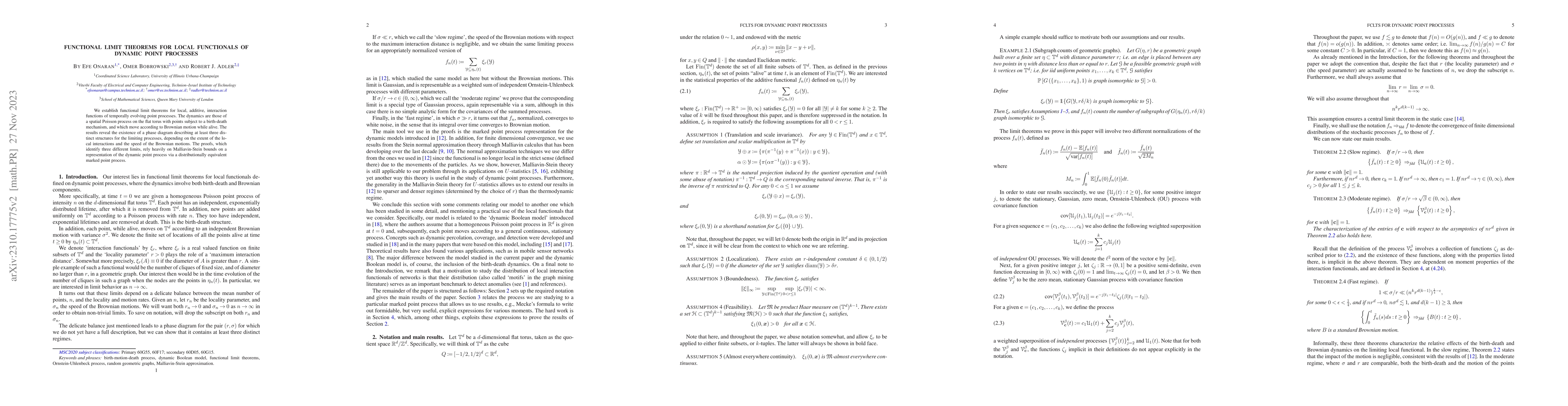 Thumbnail for Functional Limit Theorems for Local Functionals of Dynamic Point
  Processes