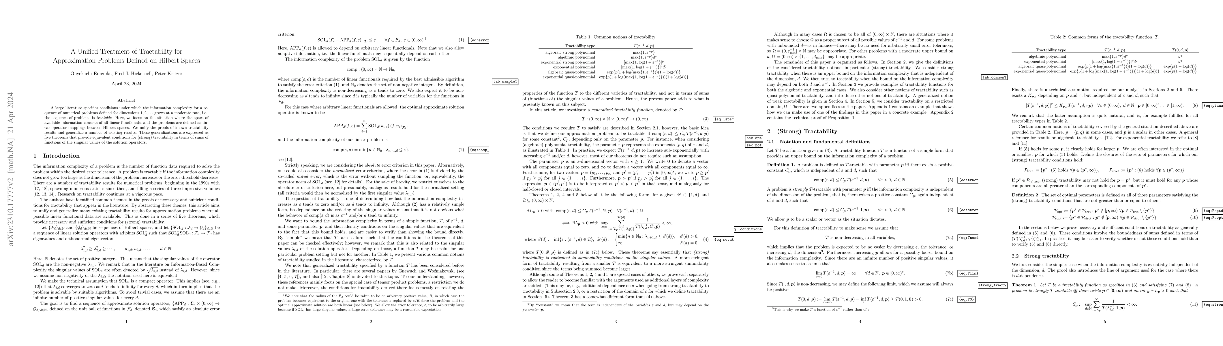 Thumbnail for A unified treatment of tractability for approximation problems defined
  on Hilbert spaces
