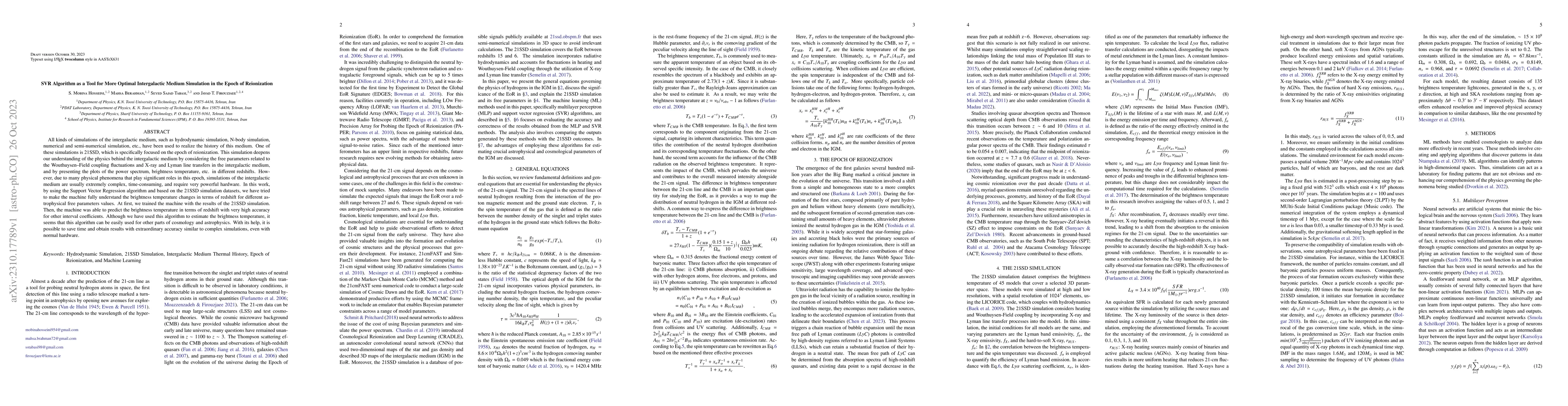 Thumbnail for SVR Algorithm as a Tool for More Optimal Intergalactic Medium Simulation
  in the Epoch of Reionization