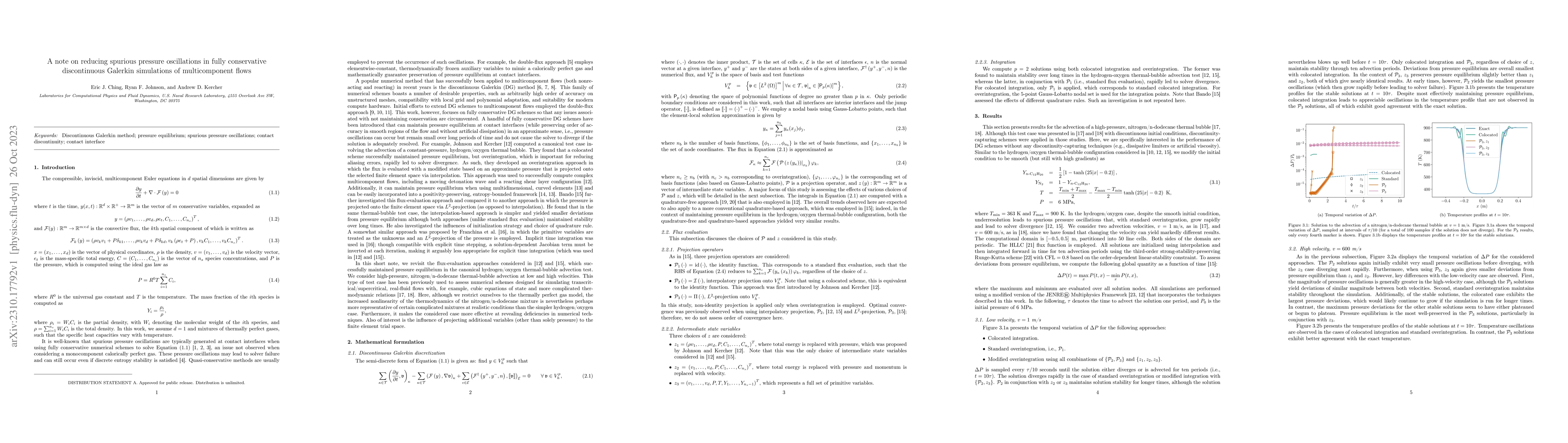 Thumbnail for A note on reducing spurious pressure oscillations in fully conservative
  discontinuous Galerkin simulations of multicomponent flows