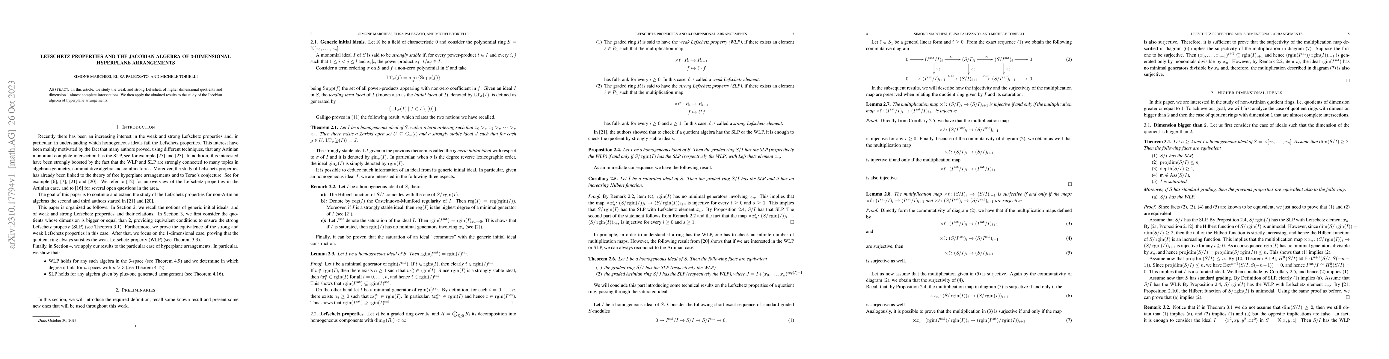 Thumbnail for Lefschetz properties and the Jacobian algebra of 3-dimensional
  hyperplane arrangements