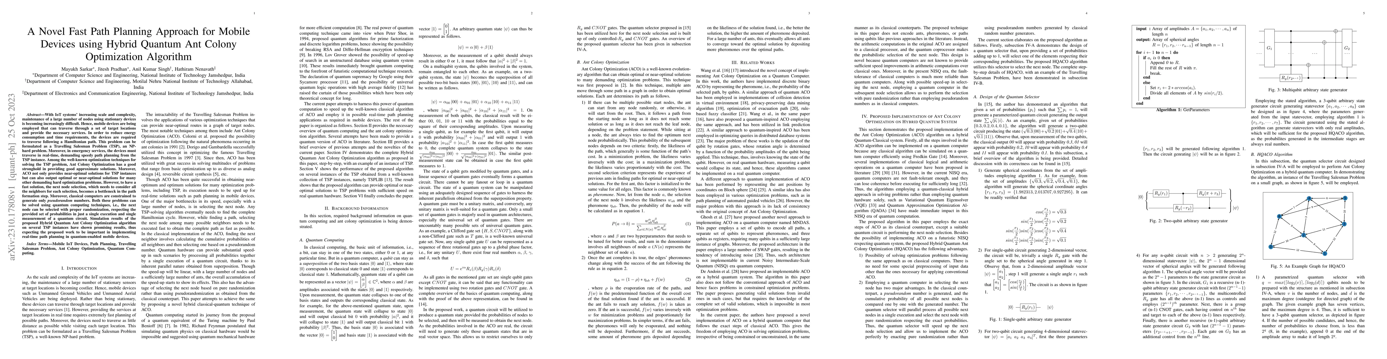 Thumbnail for A Novel Fast Path Planning Approach for Mobile Devices using Hybrid
  Quantum Ant Colony Optimization Algorithm