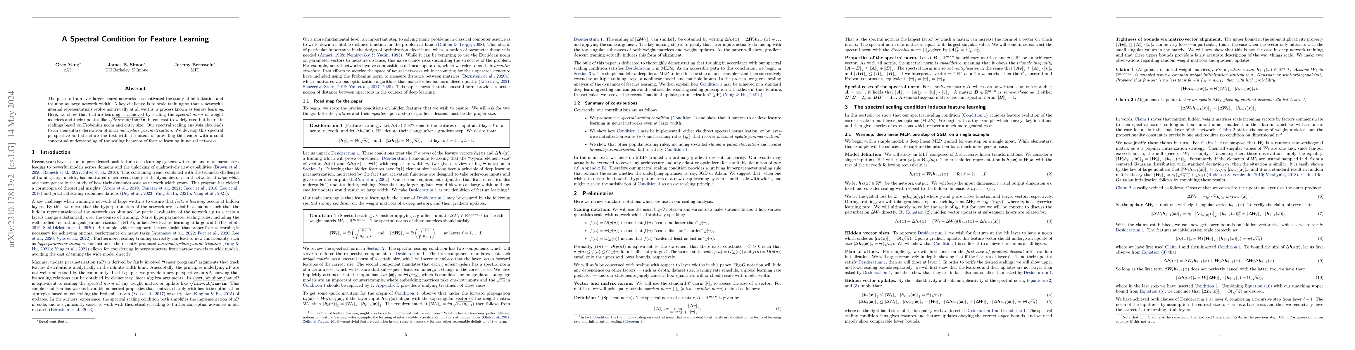 Thumbnail for A Spectral Condition for Feature Learning