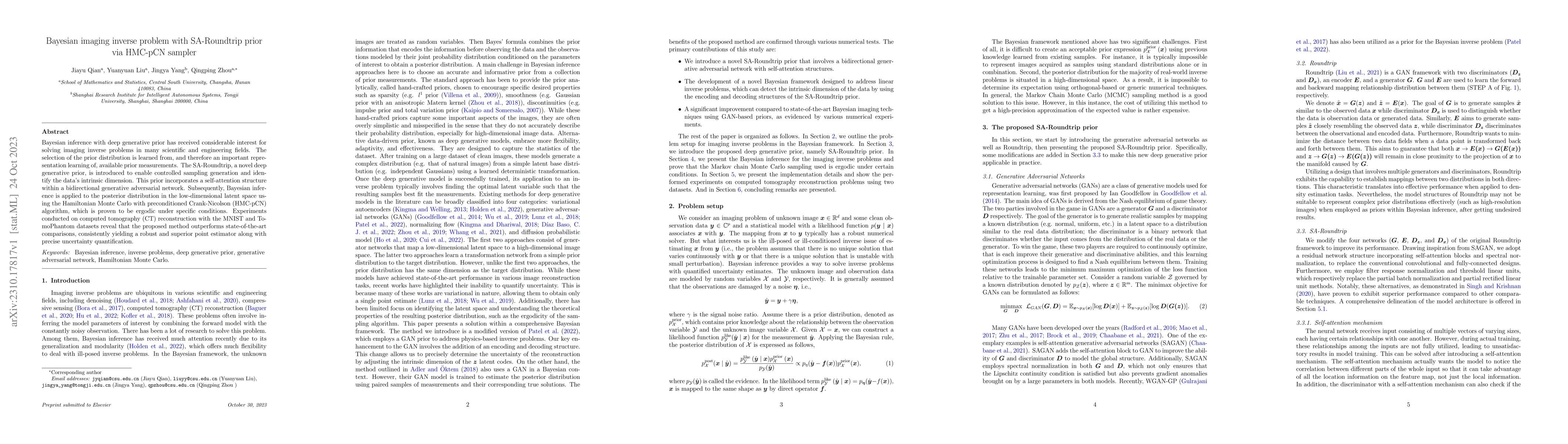 Thumbnail for Bayesian imaging inverse problem with SA-Roundtrip prior via HMC-pCN
  sampler