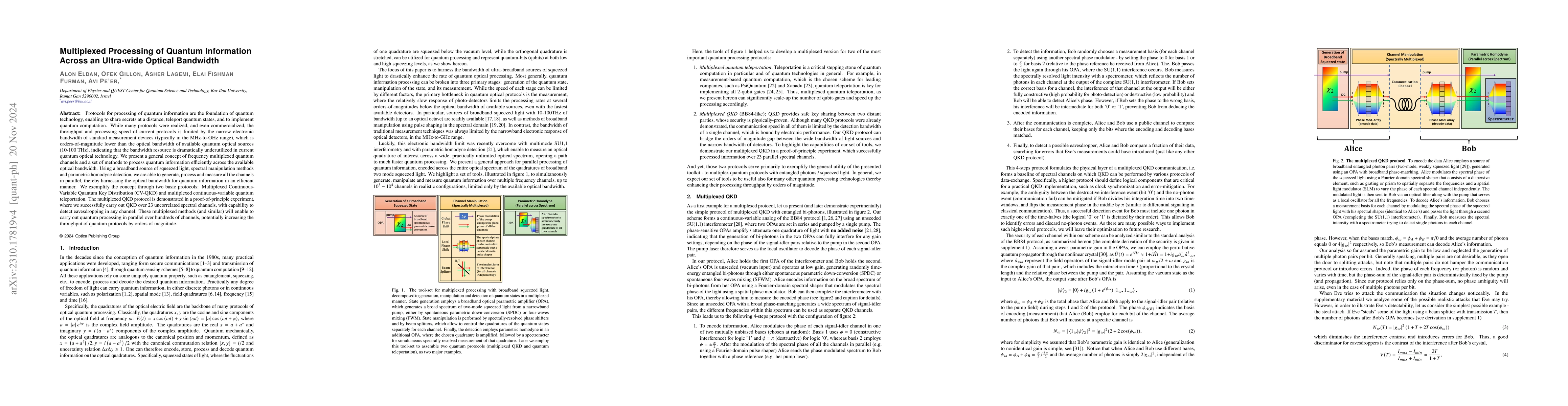 Thumbnail for Multiplexed Processing of Quantum Information Across an Ultra-wide
  Optical Bandwidth