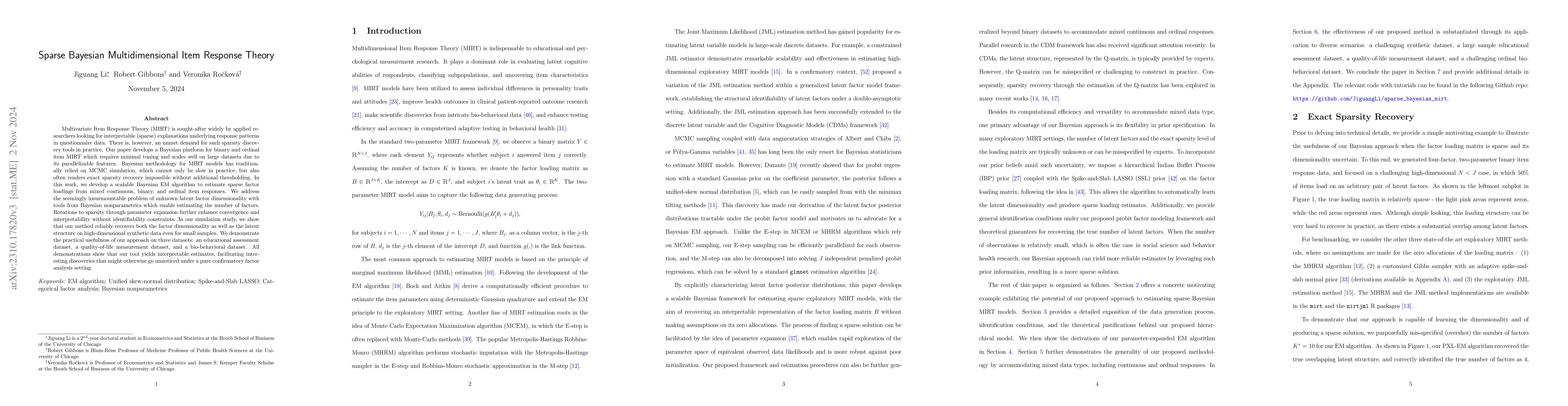 Thumbnail for Sparse Bayesian Multidimensional Item Response Theory