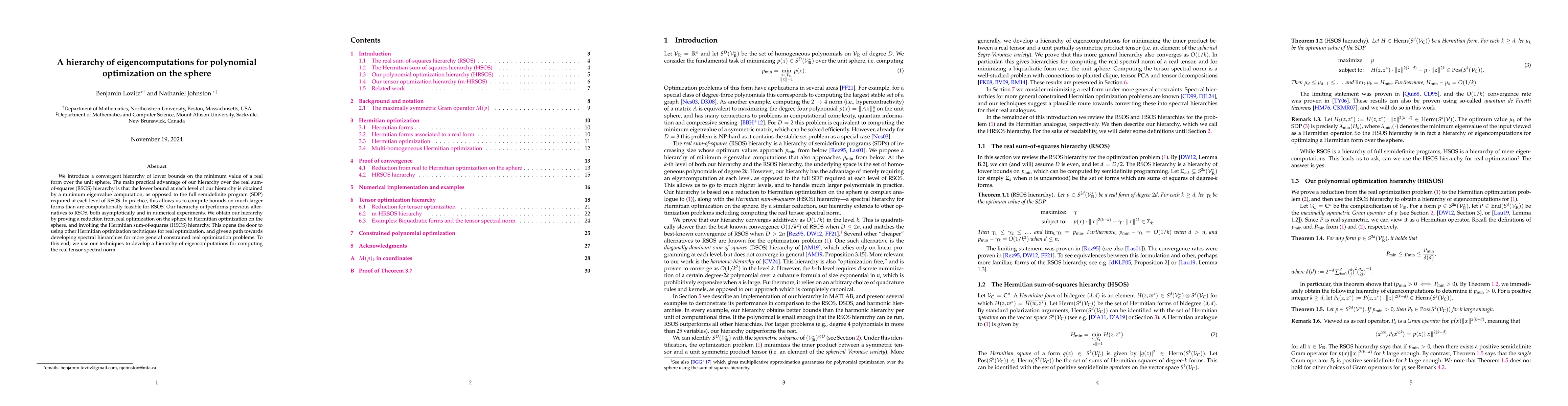 Thumbnail for A hierarchy of eigencomputations for polynomial optimization on the
  sphere