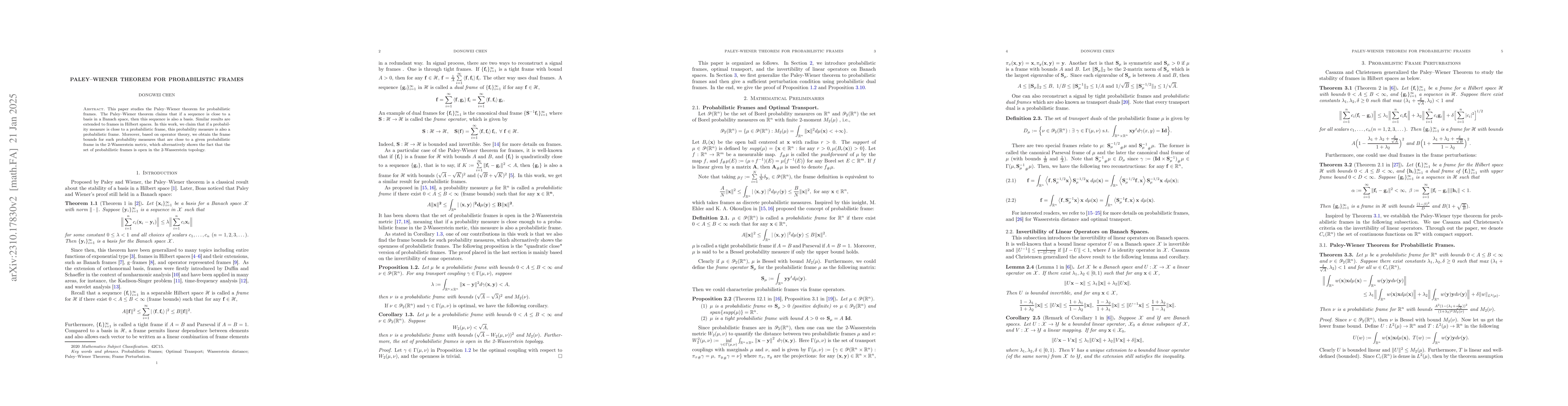 Thumbnail for Paley-Wiener Theorem for Probabilistic Frames