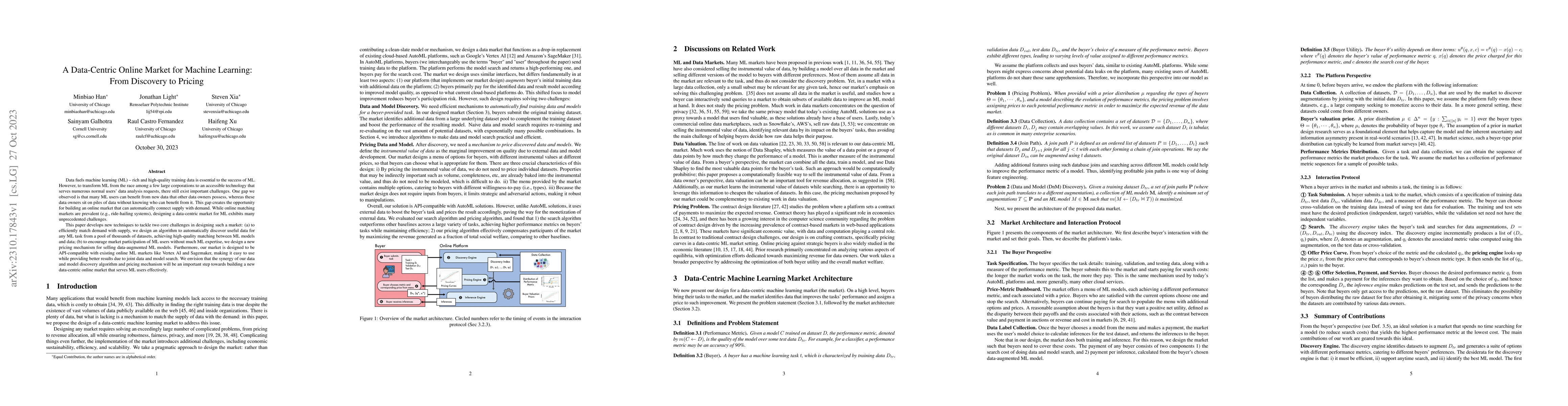 Thumbnail for A Data-Centric Online Market for Machine Learning: From Discovery to
  Pricing