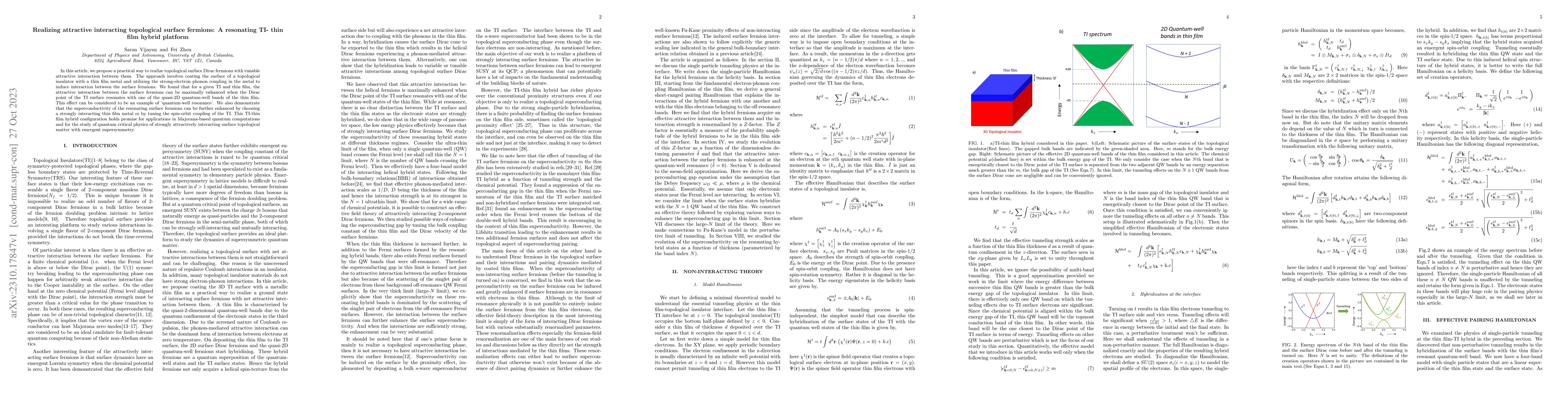 Thumbnail for Realizing attractive interacting topological surface fermions: A
  resonating TI- thin film hybrid platform