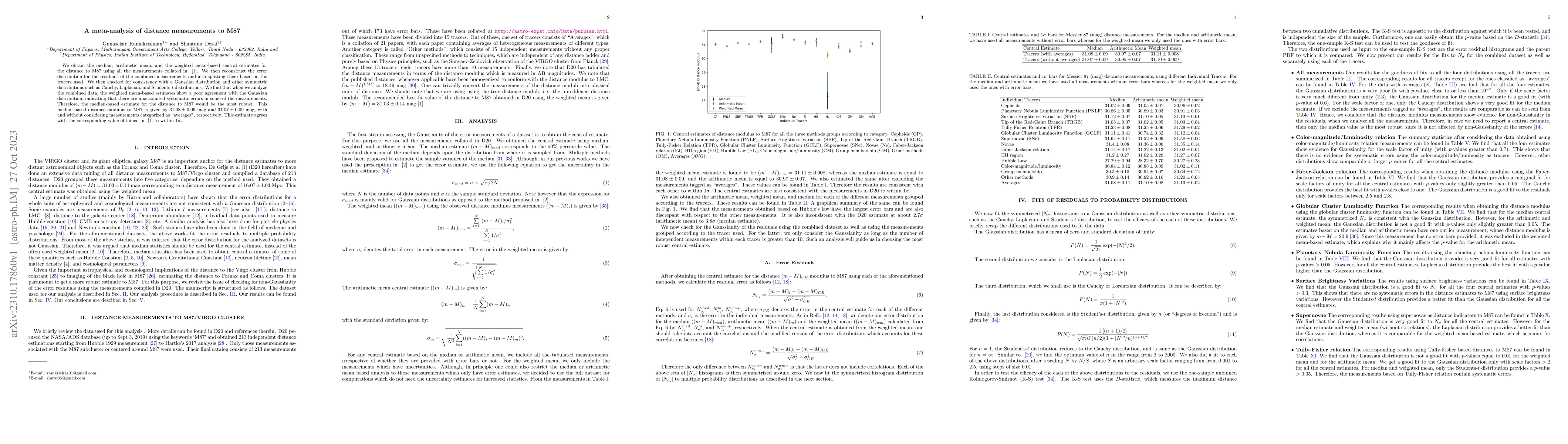 Thumbnail for A meta-analysis of distance measurements to M87