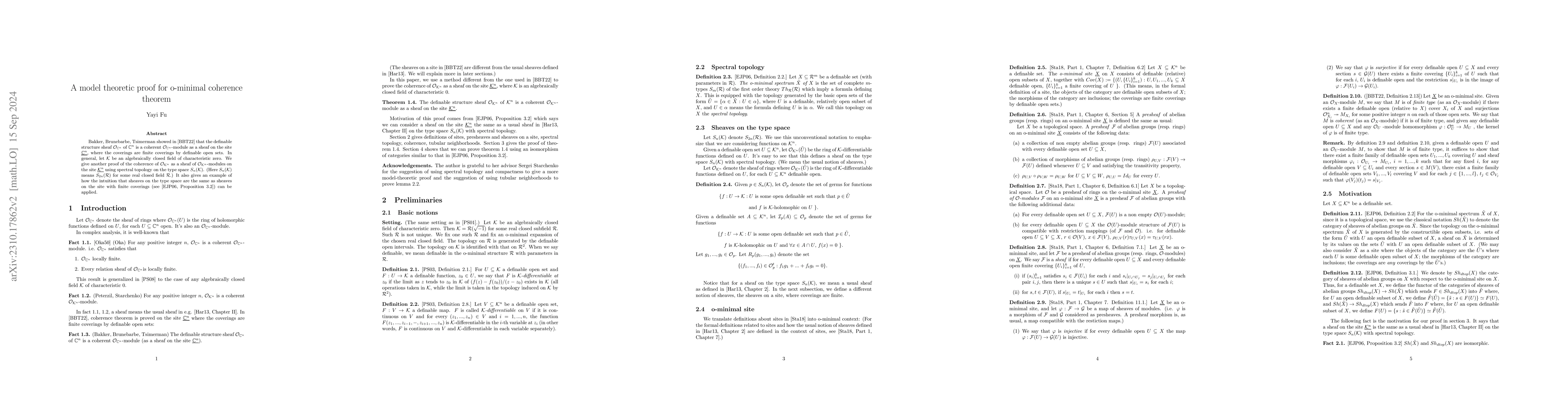 Thumbnail for A model theoretic proof for o-minimal coherence theorem