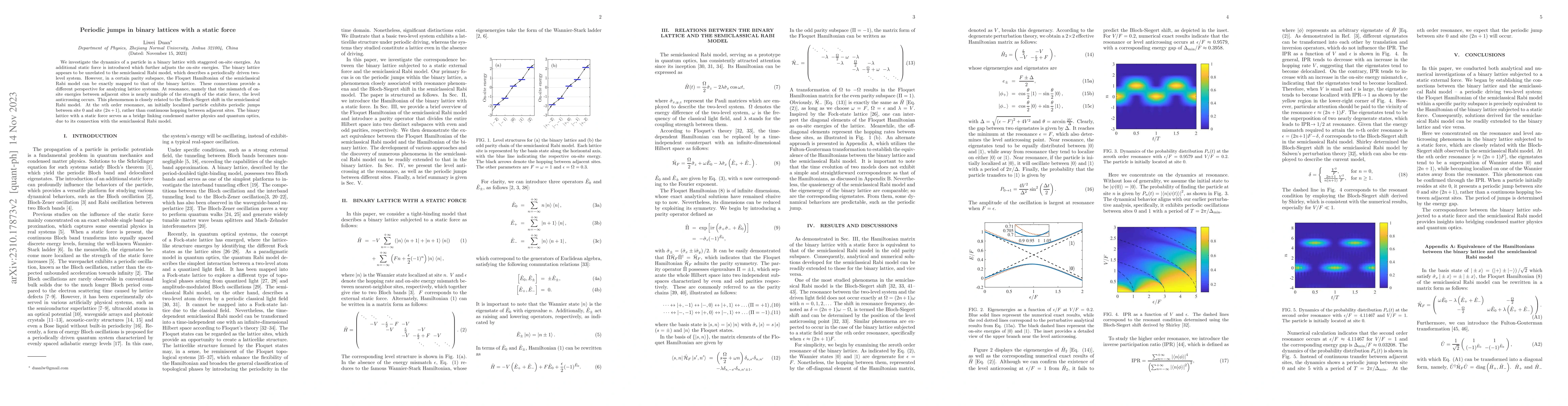 Thumbnail for Periodic jumps in binary lattices with a static force