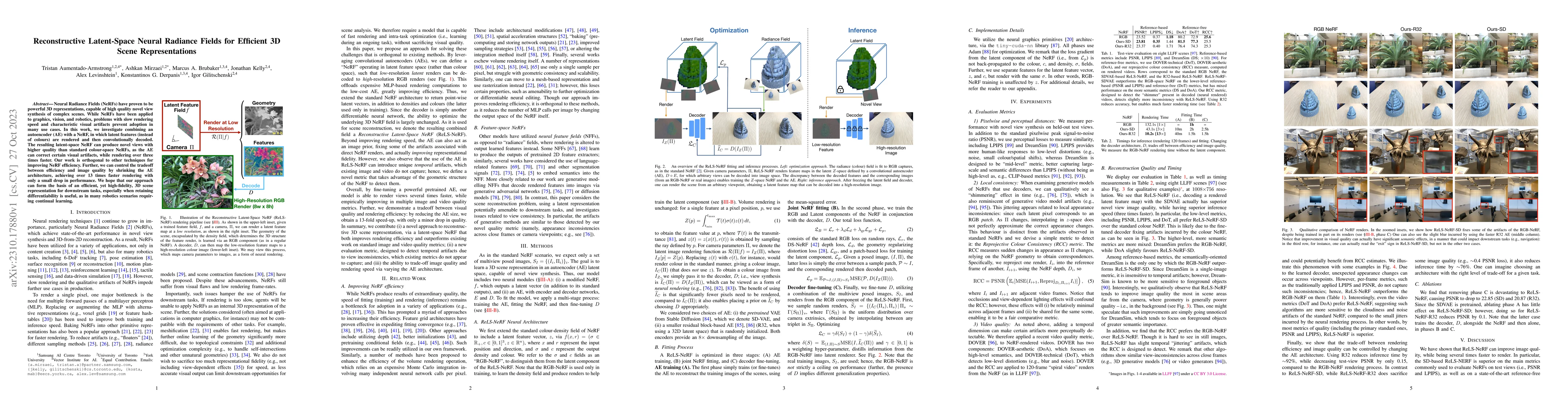 Thumbnail for Reconstructive Latent-Space Neural Radiance Fields for Efficient 3D
  Scene Representations