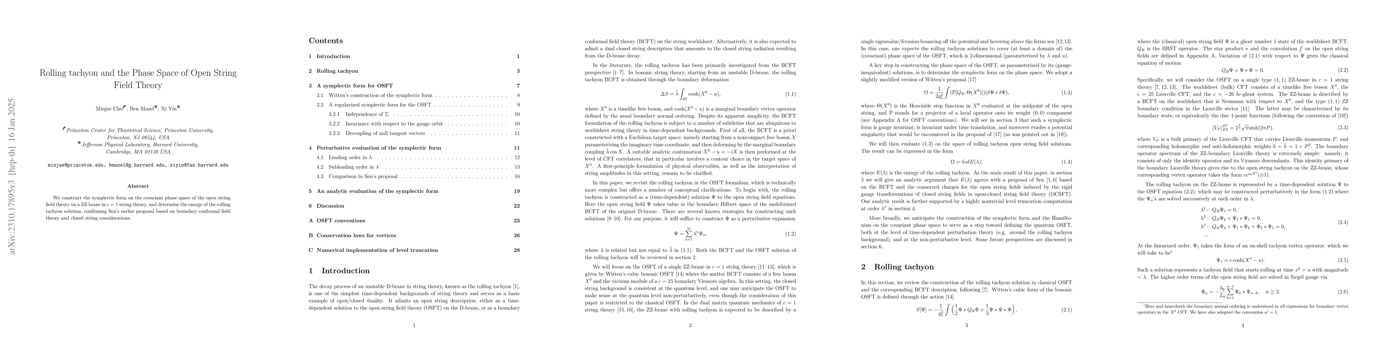 Thumbnail for Rolling tachyon and the Phase Space of Open String Field Theory