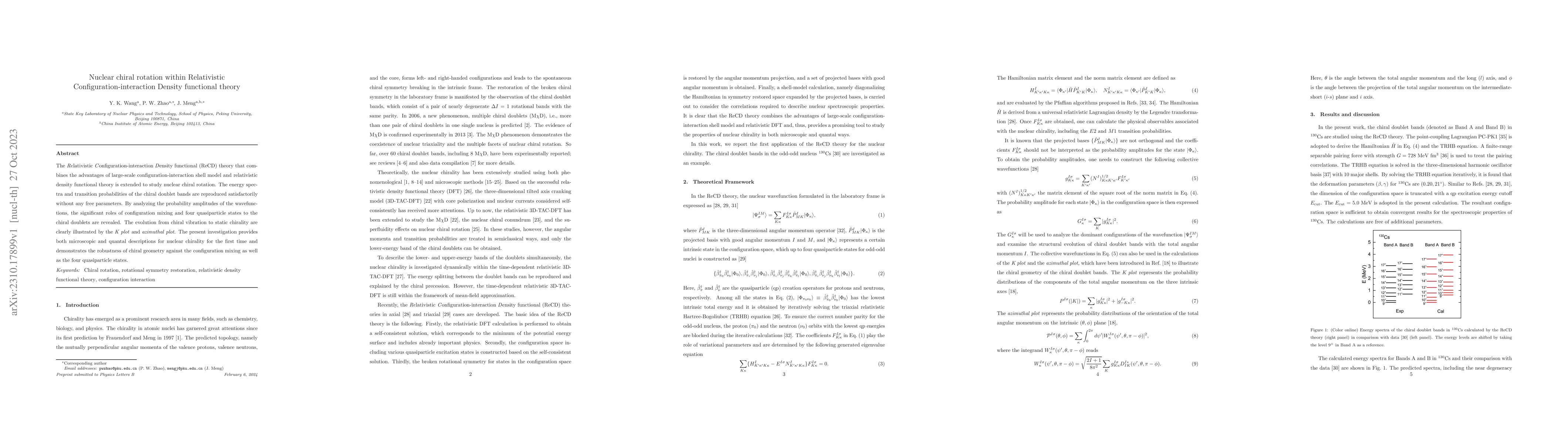Thumbnail for Nuclear chiral rotation within Relativistic Configuration-interaction
  Density functional theory