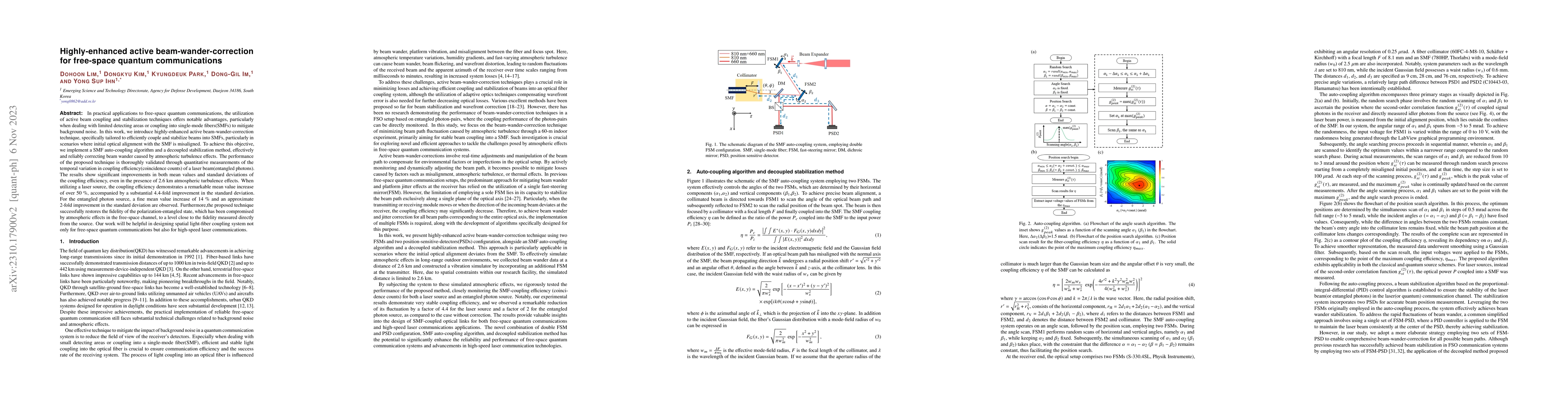 Thumbnail for Highly-enhanced active beam-wander-correction for free-space quantum
  communications