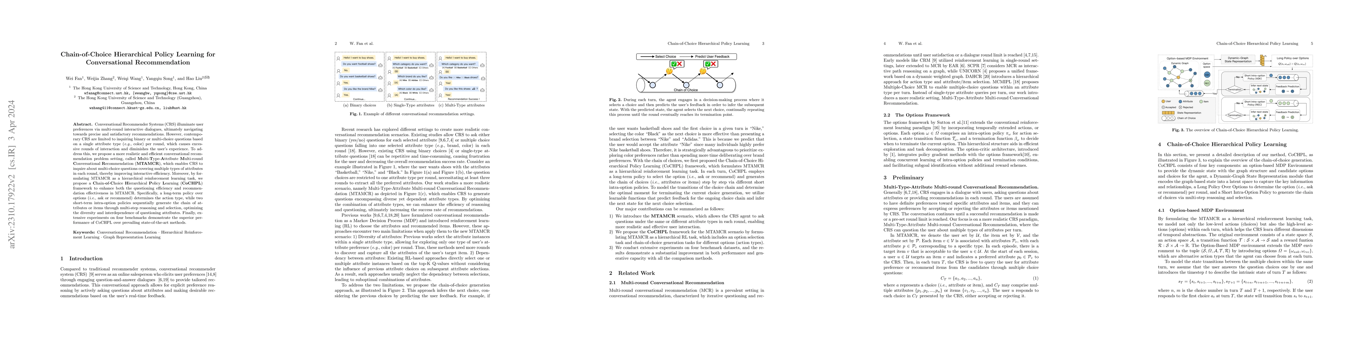 Thumbnail for Chain-of-Choice Hierarchical Policy Learning for Conversational
  Recommendation