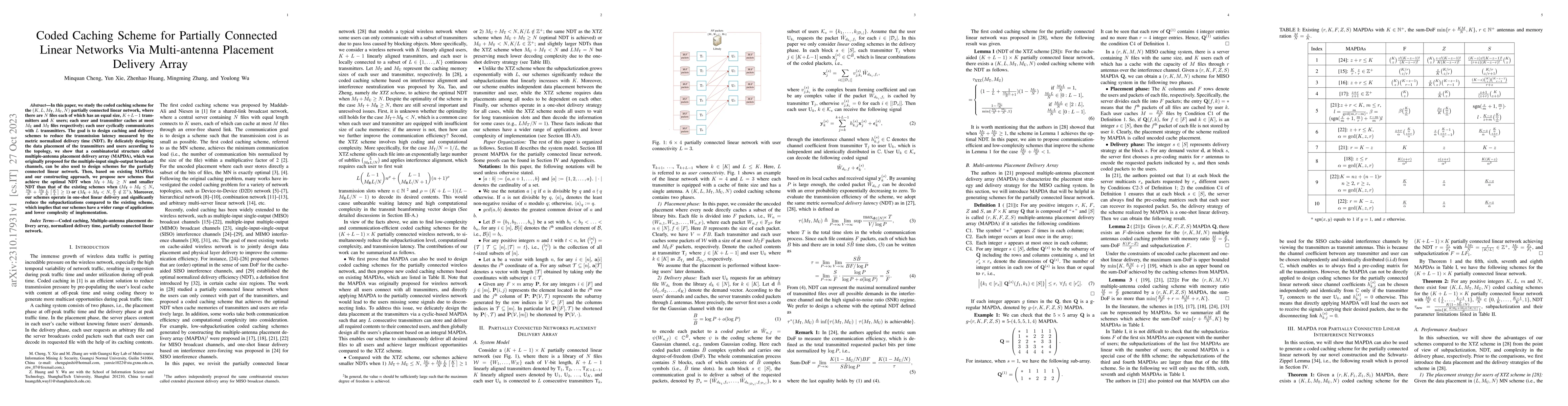 Thumbnail for Coded Caching Scheme for Partially Connected Linear Networks Via
  Multi-antenna Placement Delivery Array