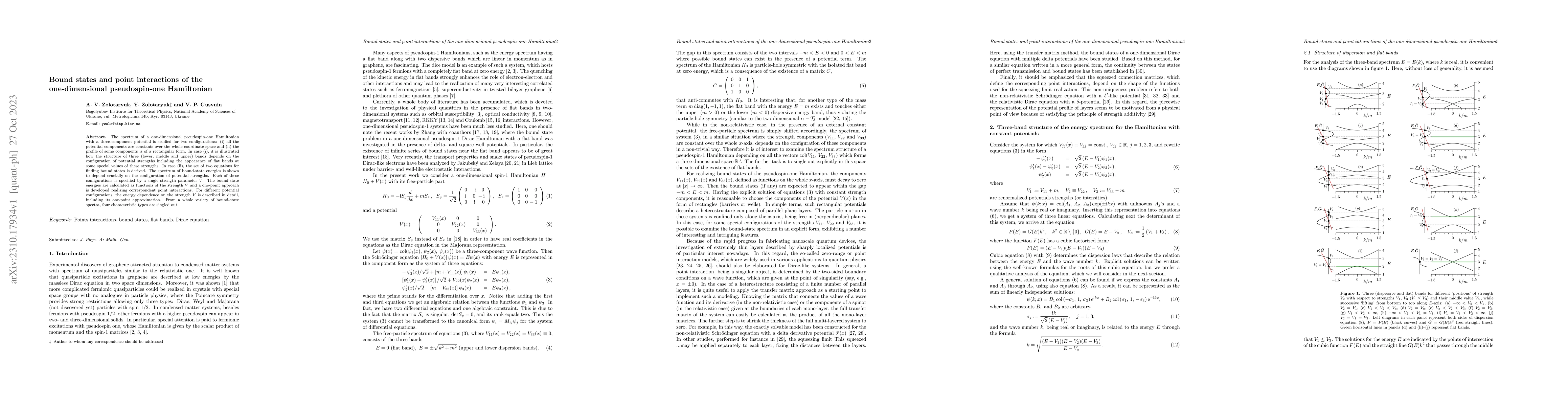 Thumbnail for Bound states and point interactions of the one-dimensional
  pseudospin-one Hamiltonian