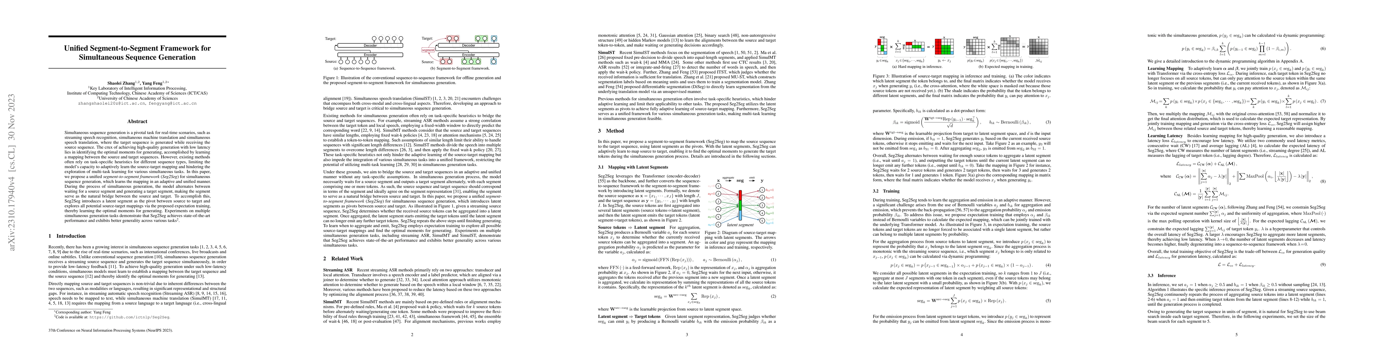 Thumbnail for Unified Segment-to-Segment Framework for Simultaneous Sequence
  Generation