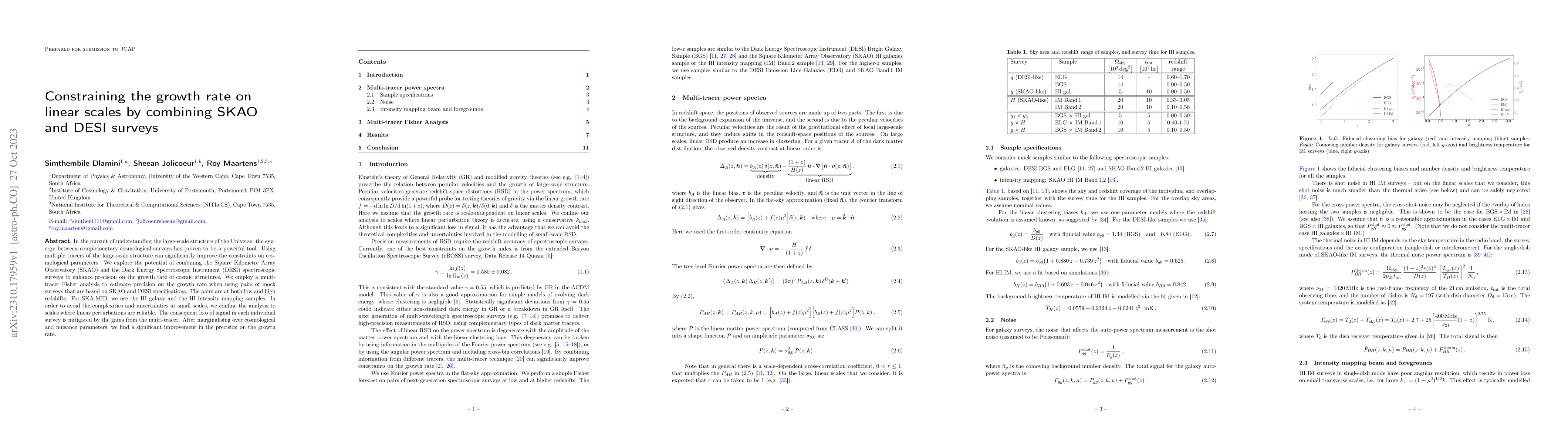 Thumbnail for Constraining the growth rate on linear scales by combining SKAO and DESI
  surveys