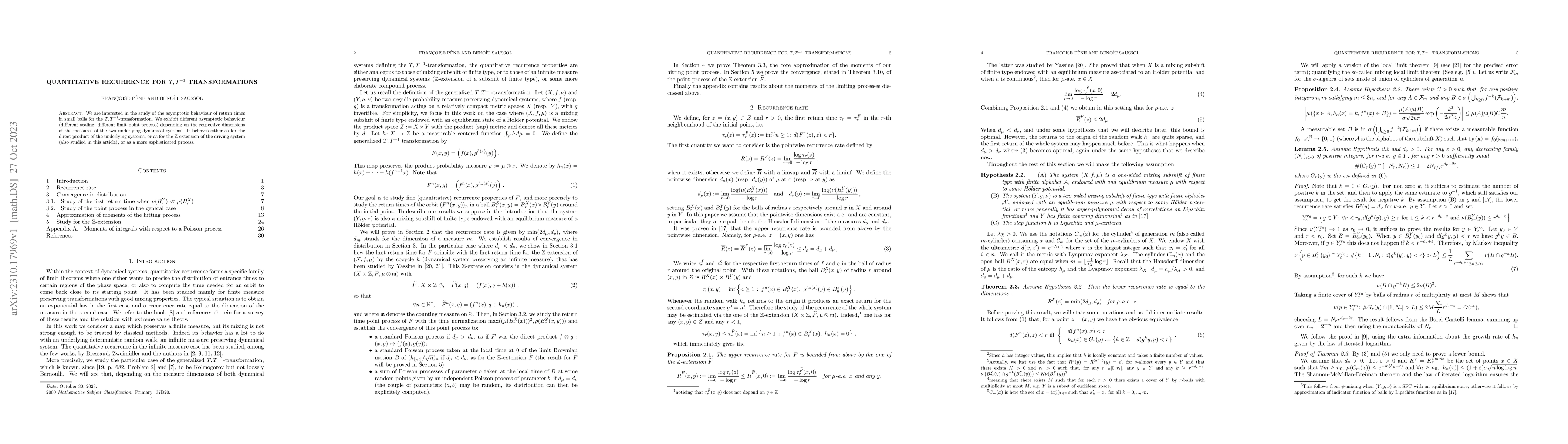 Thumbnail for Quantitative recurrence for $T,T^{-1}$ tranformation