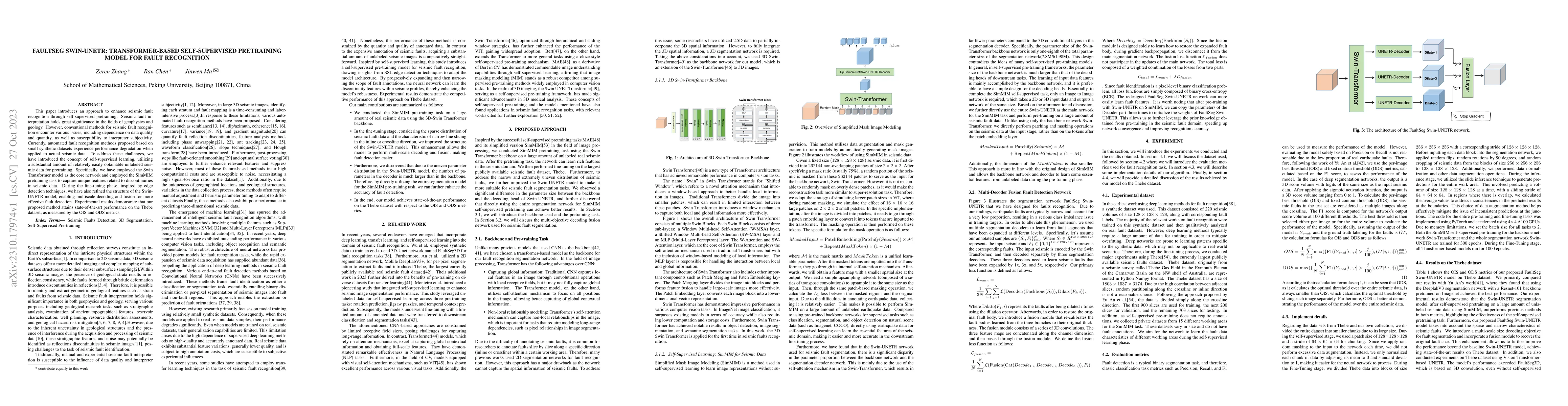 Thumbnail for FaultSeg Swin-UNETR: Transformer-Based Self-Supervised Pretraining Model
  for Fault Recognition