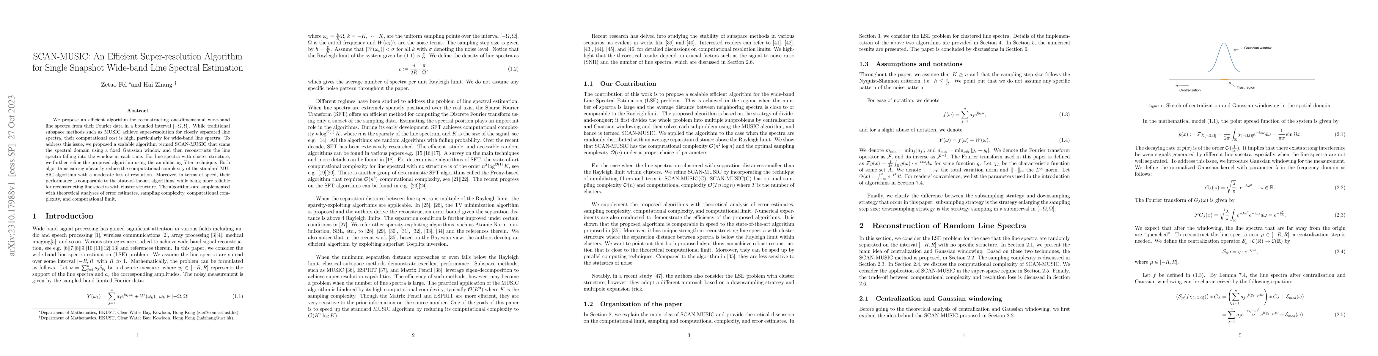 Thumbnail for SCAN-MUSIC: An Efficient Super-resolution Algorithm for Single Snapshot
  Wide-band Line Spectral Estimation