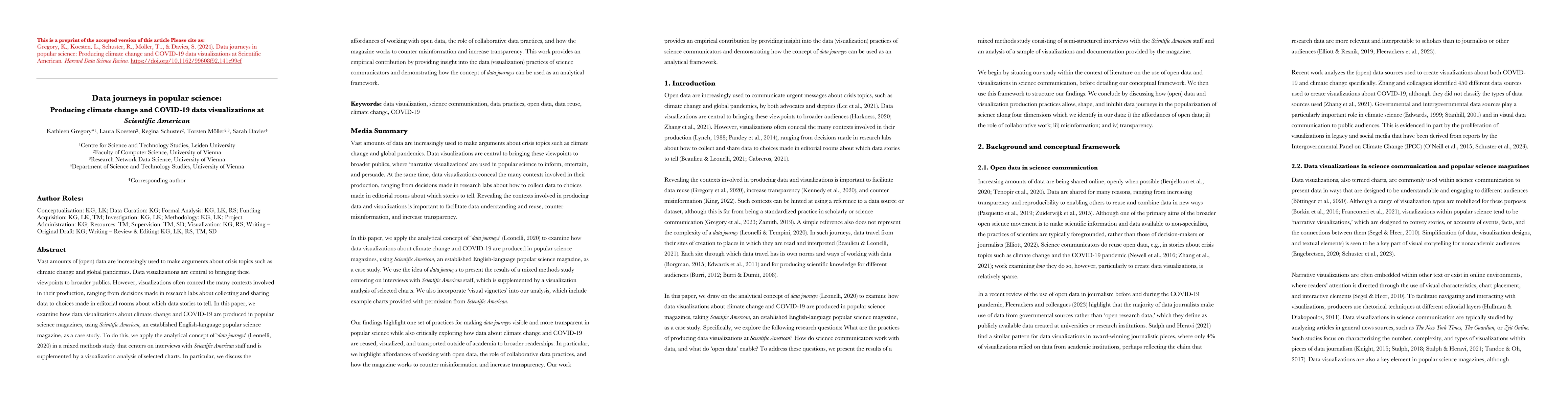 Thumbnail for Data journeys in popular science: Producing climate change and COVID-19
  data visualizations at Scientific American