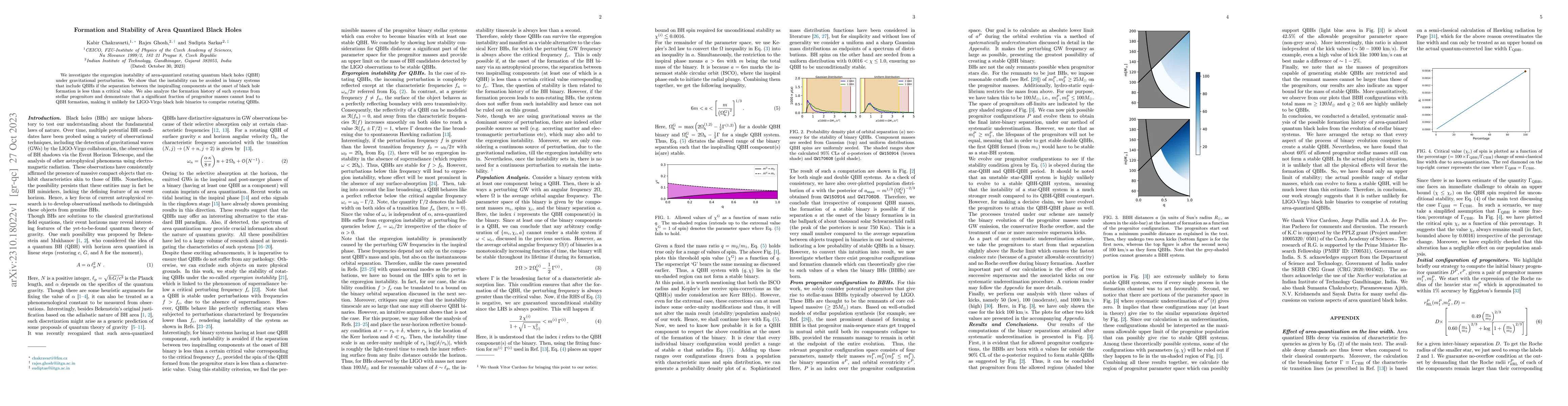 Thumbnail for Formation and Stability of Area Quantized Black Holes