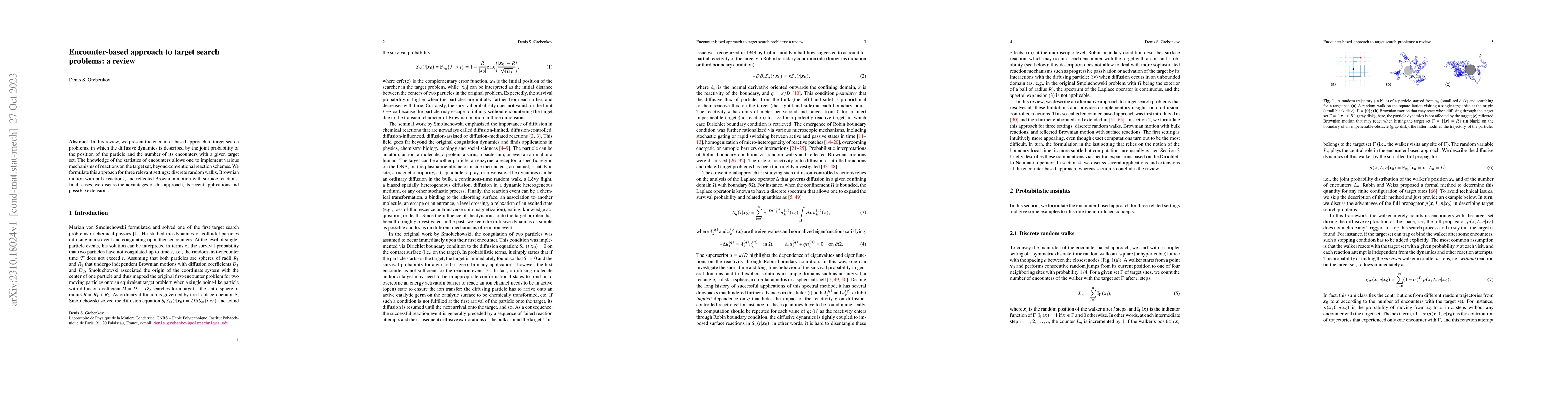 Thumbnail for Encounter-based approach to target search problems: a review